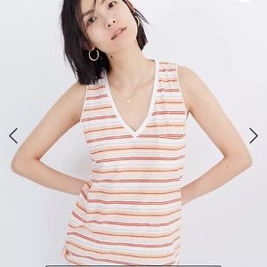 DONATED ✨ SALE✨ Madewell | Whisper Cotton Pocket Tank | Striped | Size Small